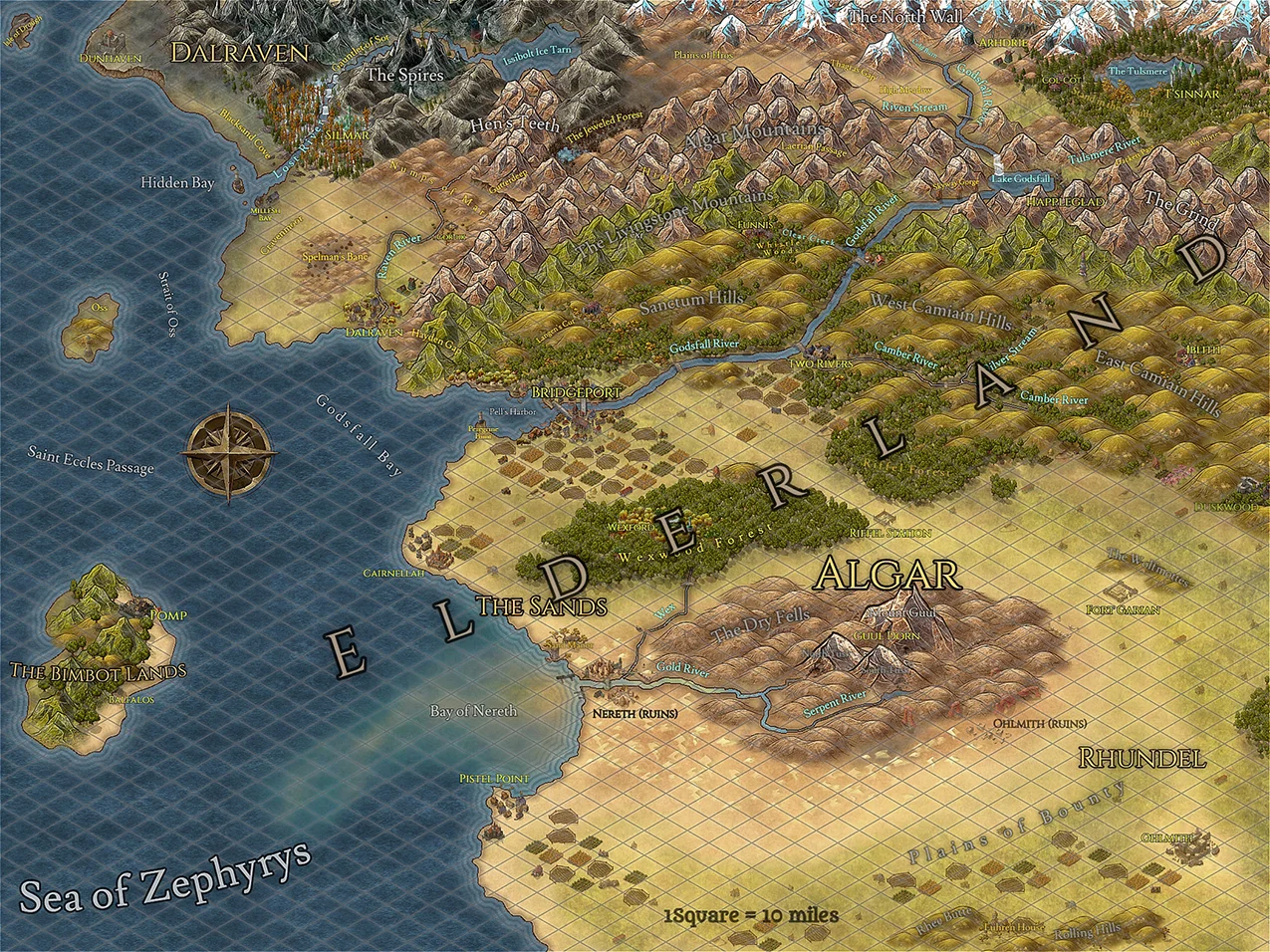 Regional map of Algar's central coast